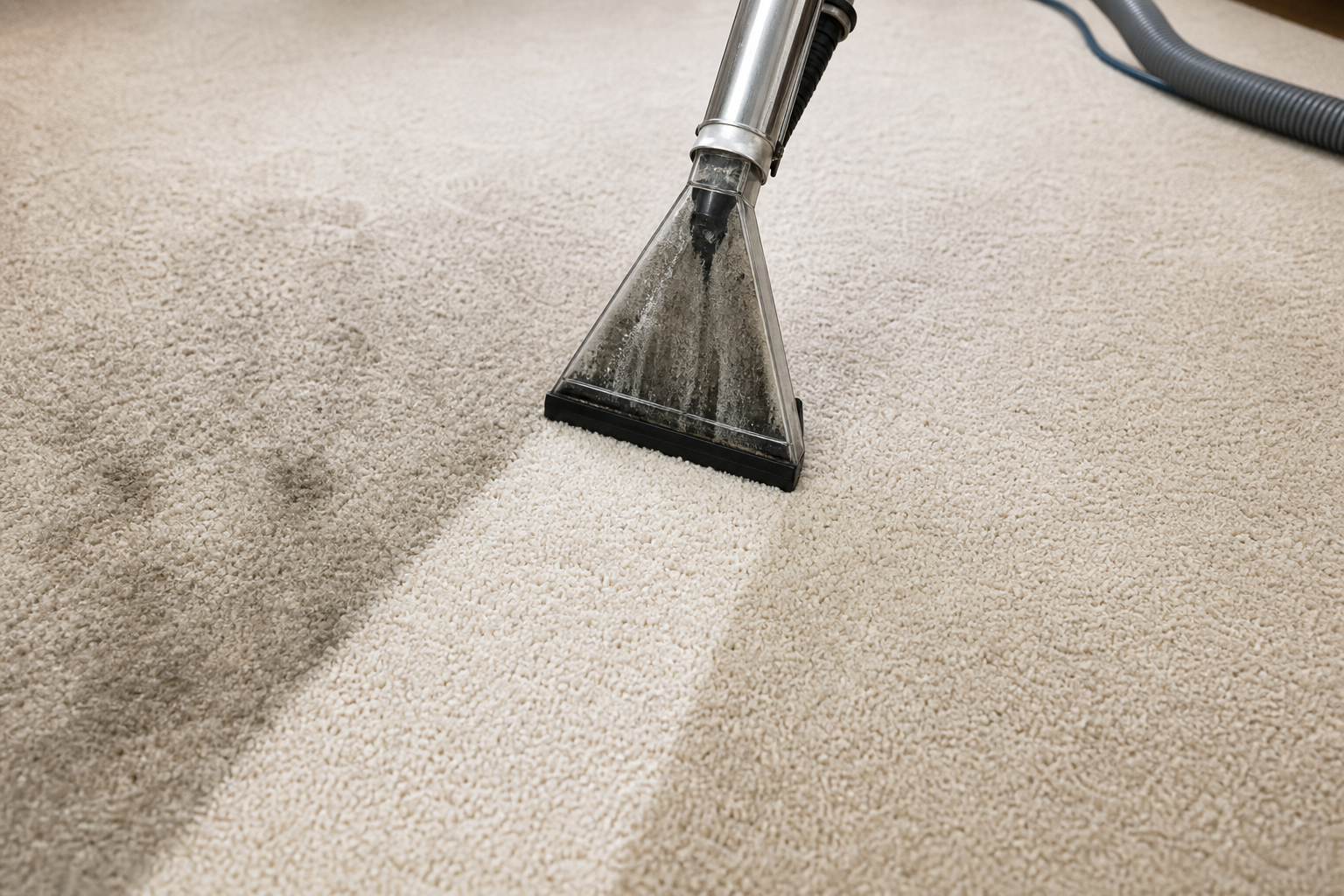 Carpet cleaning wand creating a fresh clean path