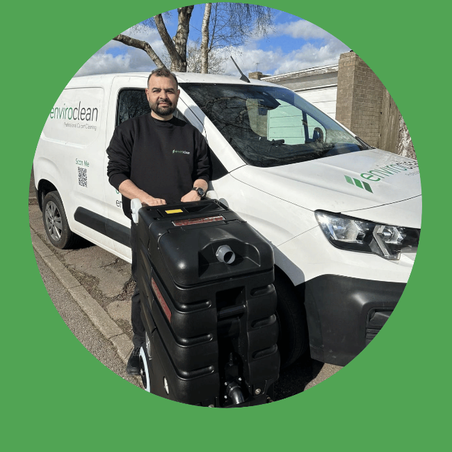 Ismail Safi with Enviro Clean van and cleaning machine